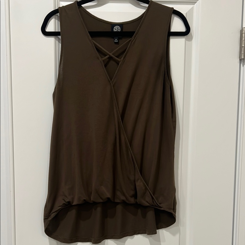 Brown Sleeveless Wrap Top